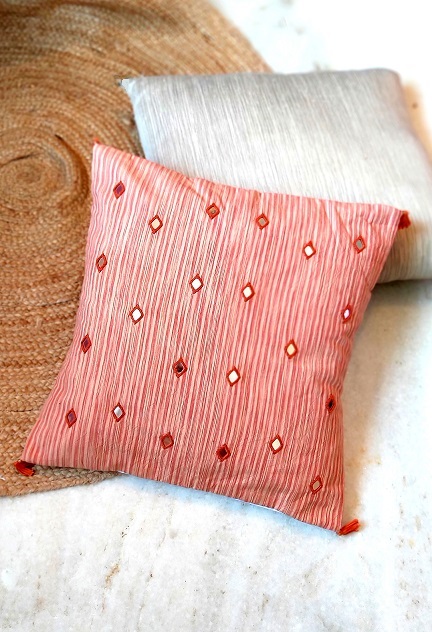 Pink Handwoven Abla Cushion Cover